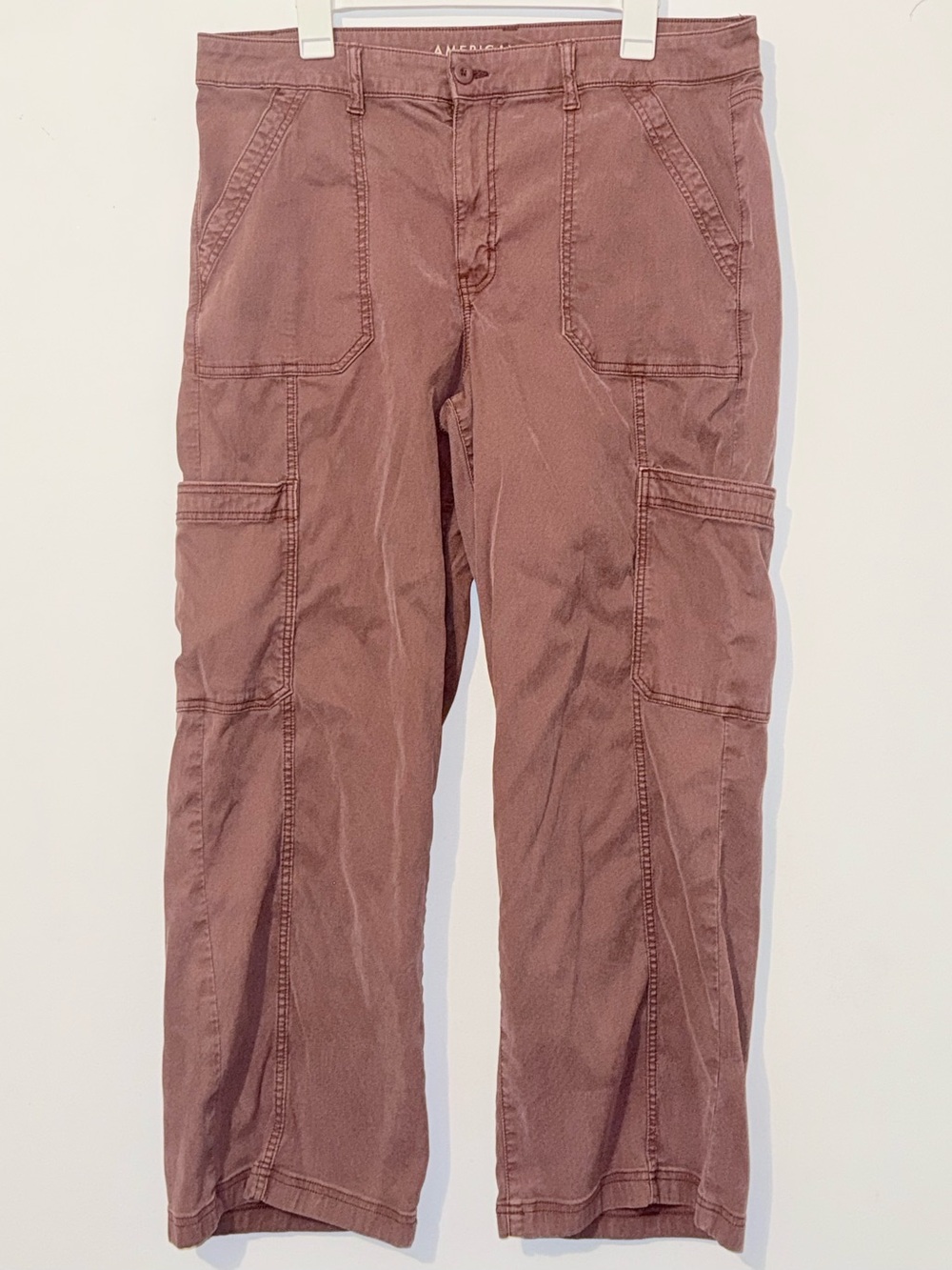 American Eagle Stovepipe Cargo Pants Mauve Stretch Size 14 Regular